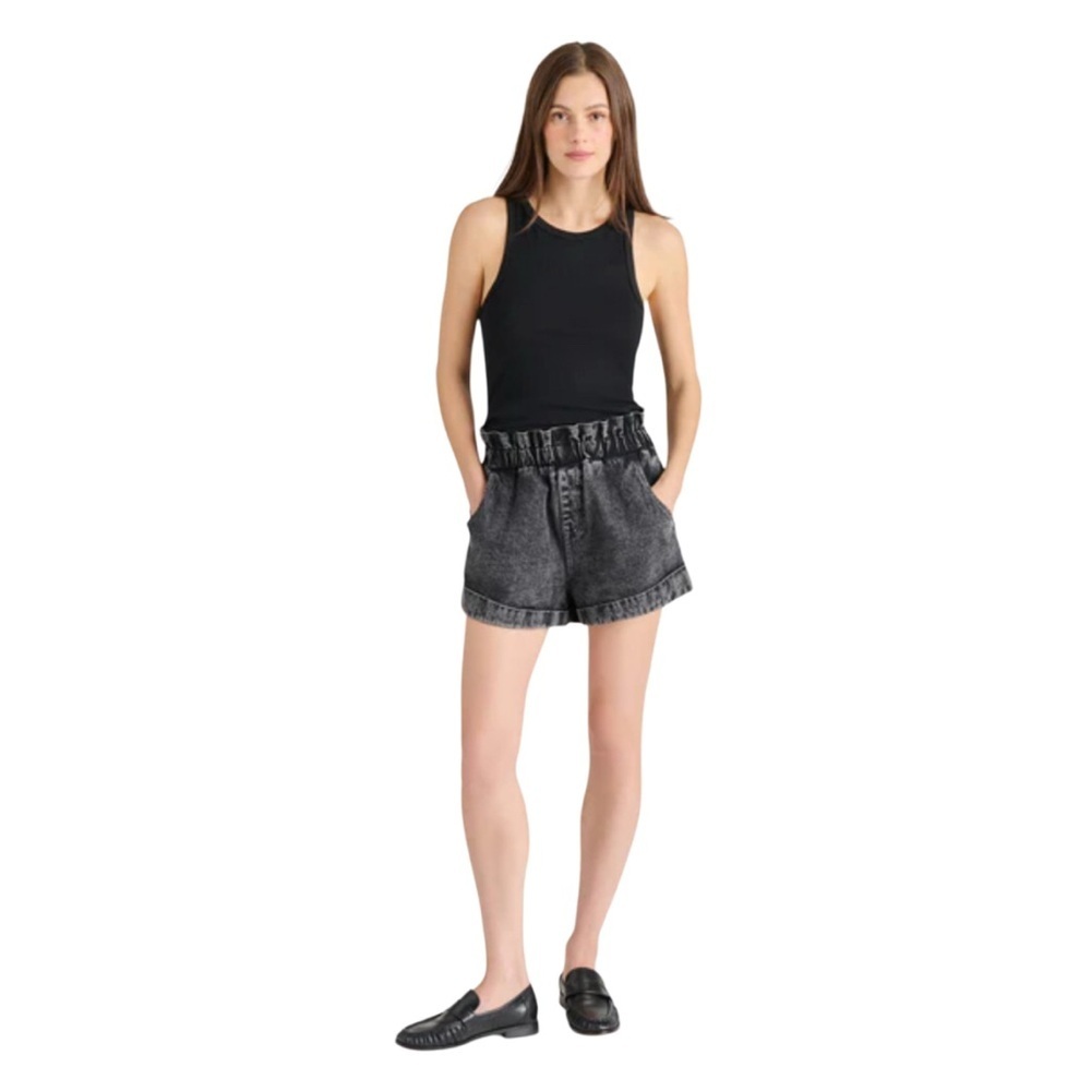 Refuge Gray High Waist Shorts with Paper-Bag Style